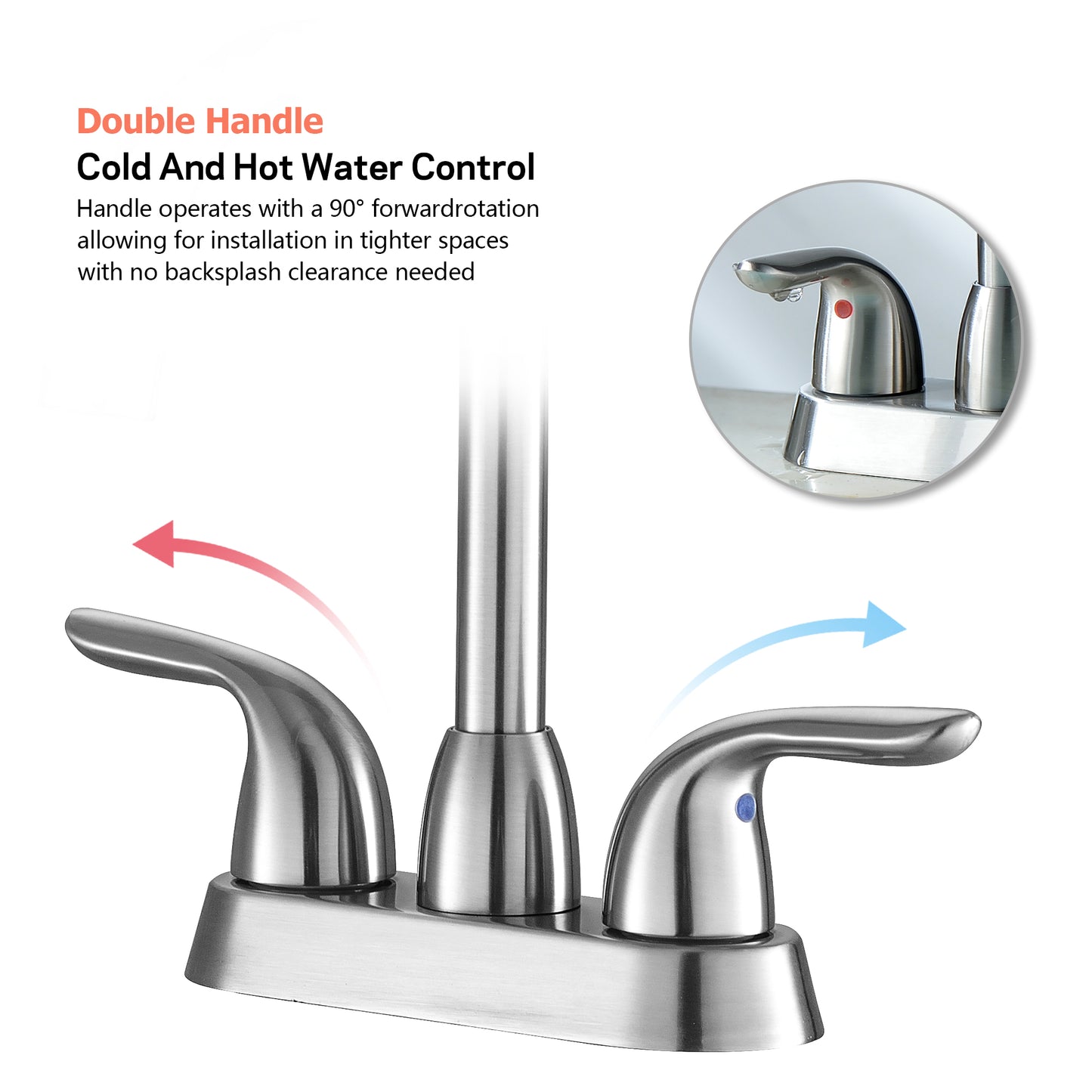 2 Handle Bathroom Sink Faucet with Pop-up Drain and Water Hoses