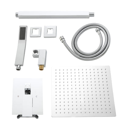 12 Inch Rainfall Square Shower System Ceiling Mounted in Brushed Nickel/Chrome(Valve Included)