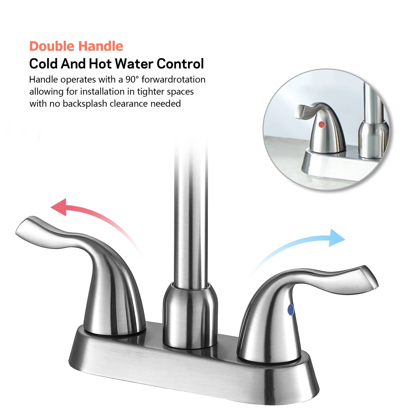 Two Handle Bathroom Sink Faucet with Pop-up Drain and Faucet Supply Lines