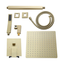 Load image into Gallery viewer, 10 Inch Rainfall Square Shower System with Handheld Shower Ceiling Mounted in Gold Brushed (Valve Included)
