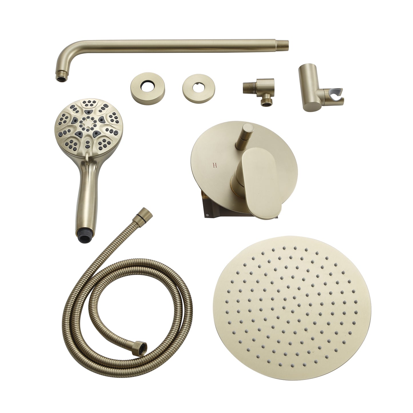 10 Inch Rainfall Round Shower System with Handhel Shower Wall Mounted (Valve Included)