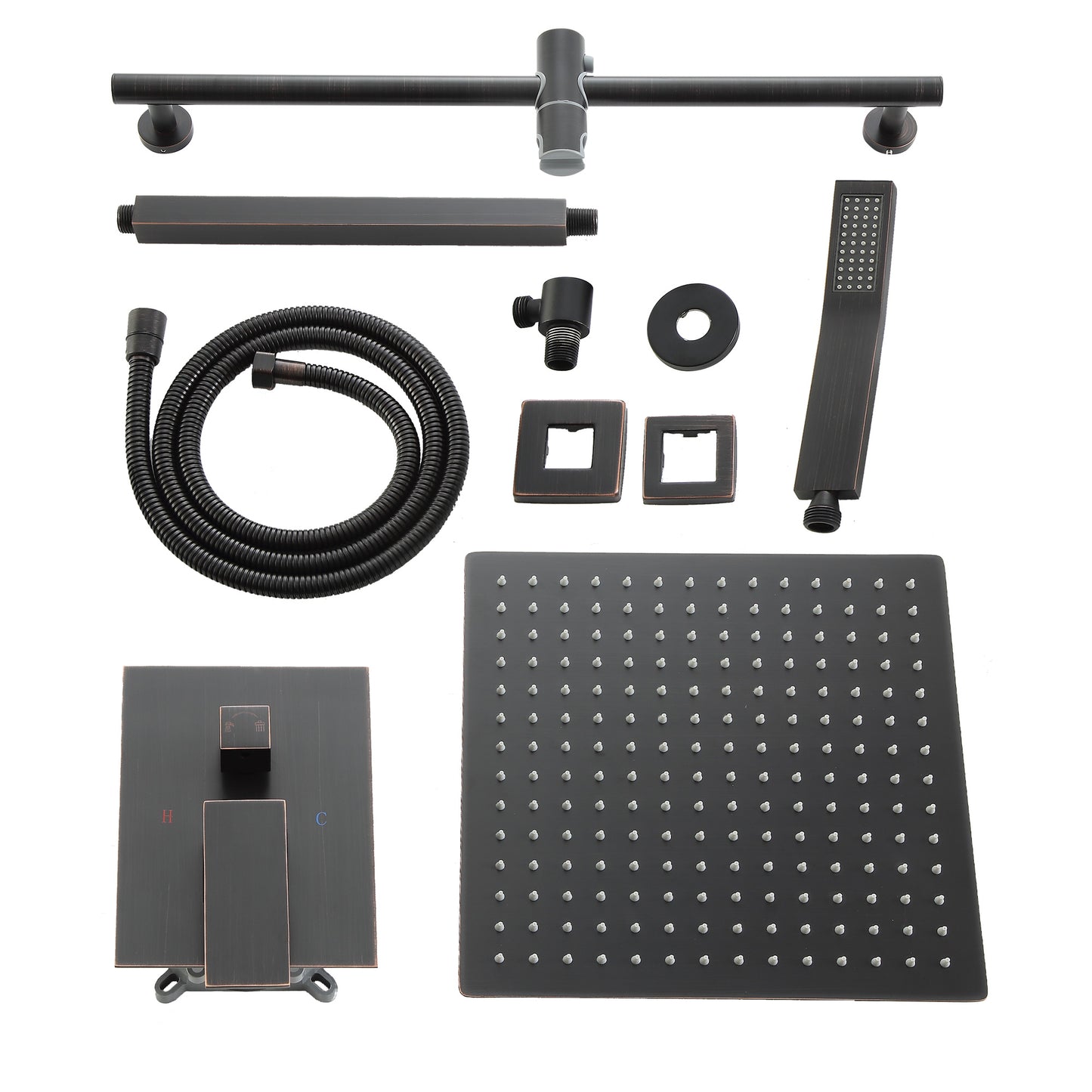 16 Inch Rainfall Square Shower System with Handheld Shower Ceiling Mounted (Valve Included)