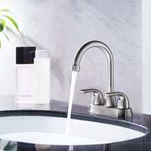 Load image into Gallery viewer, 2 Handle Bathroom Sink Faucet with Pop-up Drain and Water Hoses
