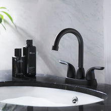 Load image into Gallery viewer, 2 Handle Bathroom Sink Faucet with Pop-up Drain and Water Hoses
