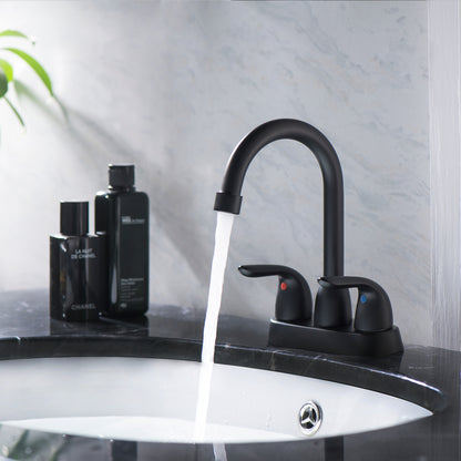 2 Handle Bathroom Sink Faucet with Pop-up Drain and Water Hoses