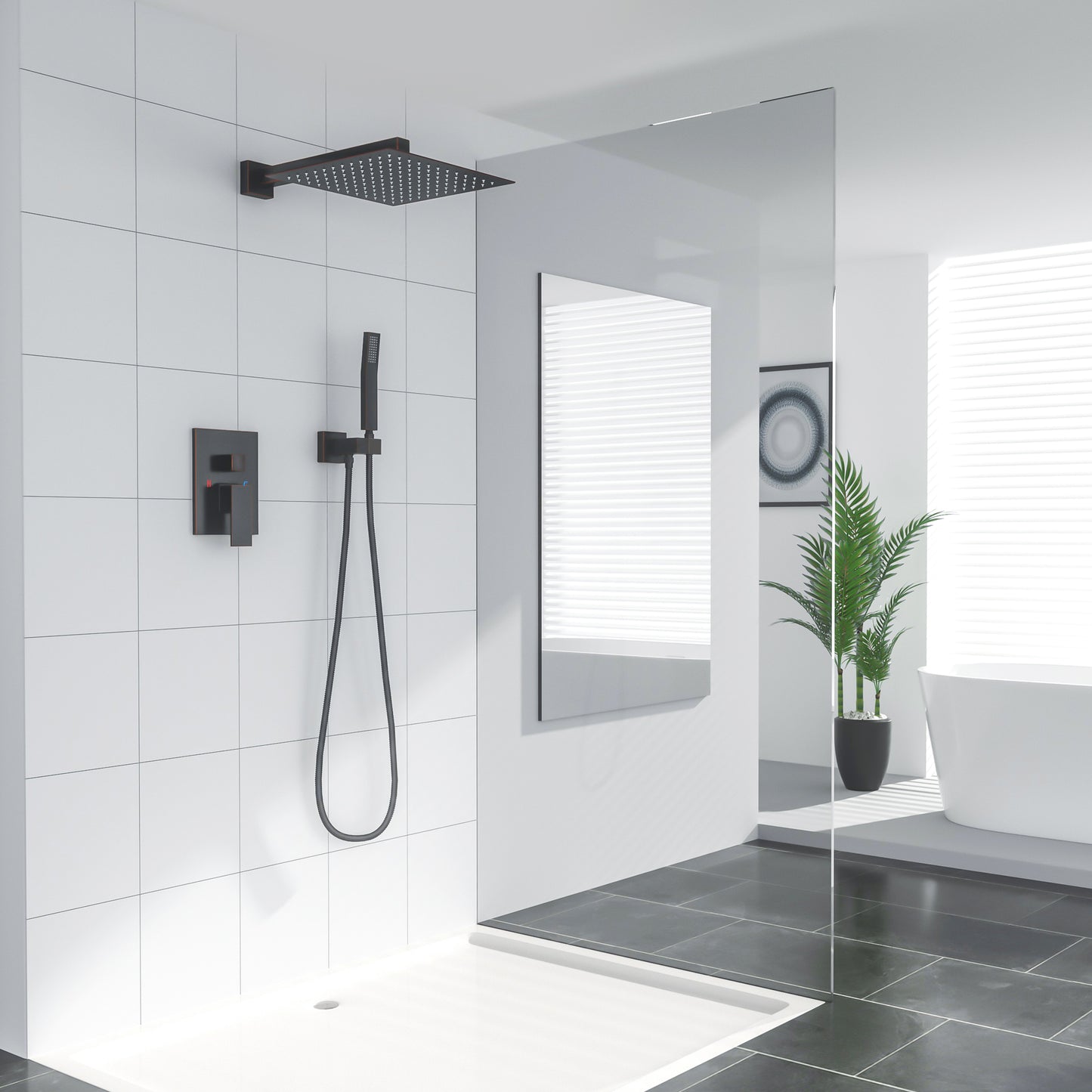 10 Inch Rainfall Square Shower System Wall Mounted in Oil Rubbed Bronze (Valve Included)