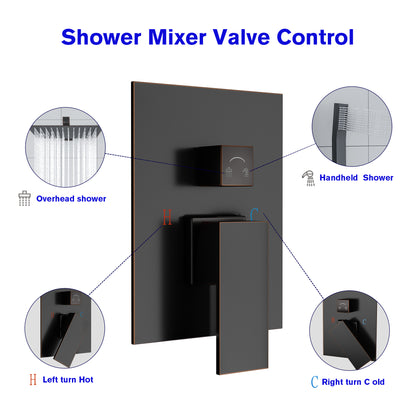 10 Inch Rainfall Square Shower System Wall Mounted in Oil Rubbed Bronze (Valve Included)