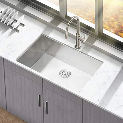 26" W x 18" D Undermount Kitchen Sink 18 Gauge Stainless Steel Deep Single Bowl with Sink Grid