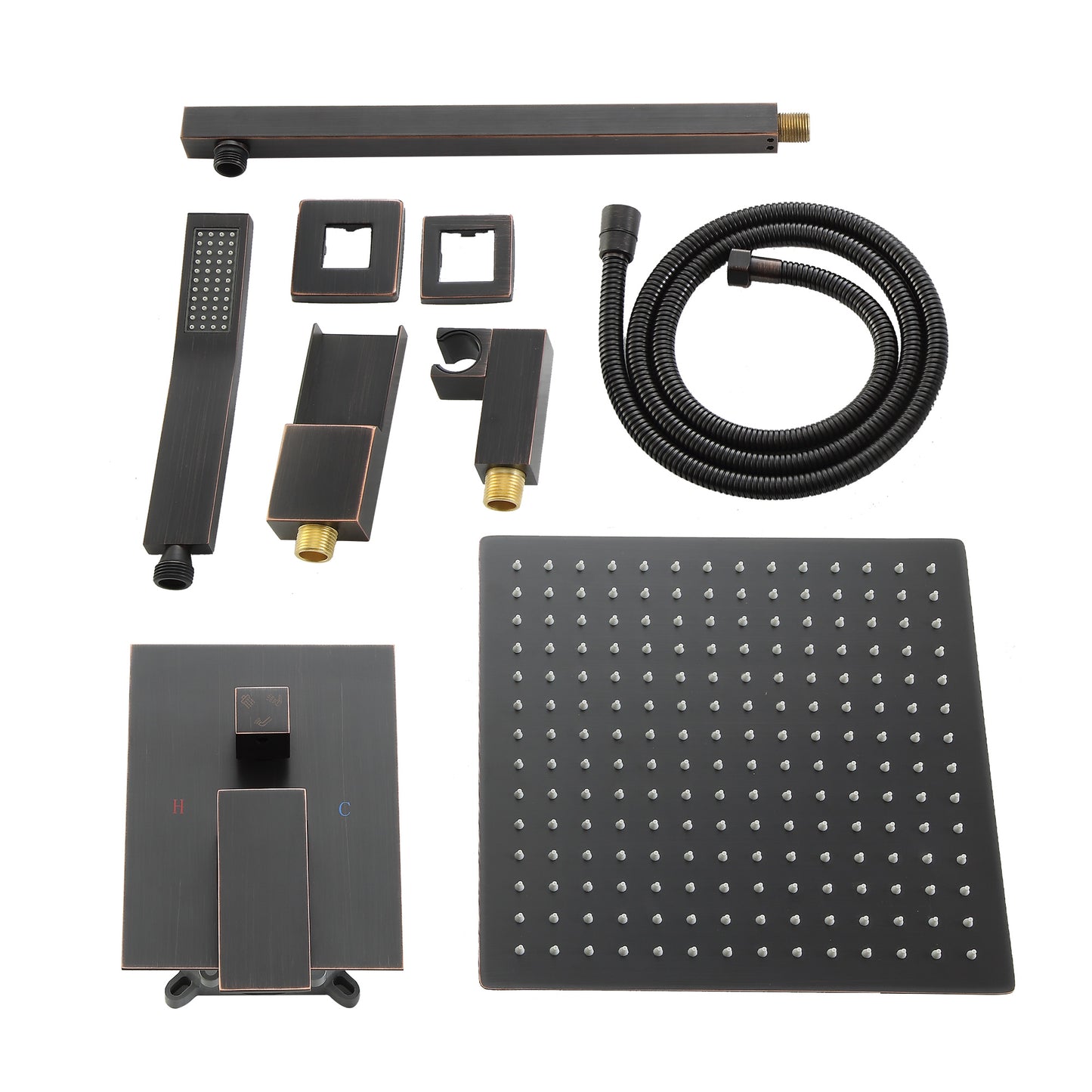 10 Inch Rainfall Square Shower System with Waterfall Faucet Wall Mounted (Valve Included)