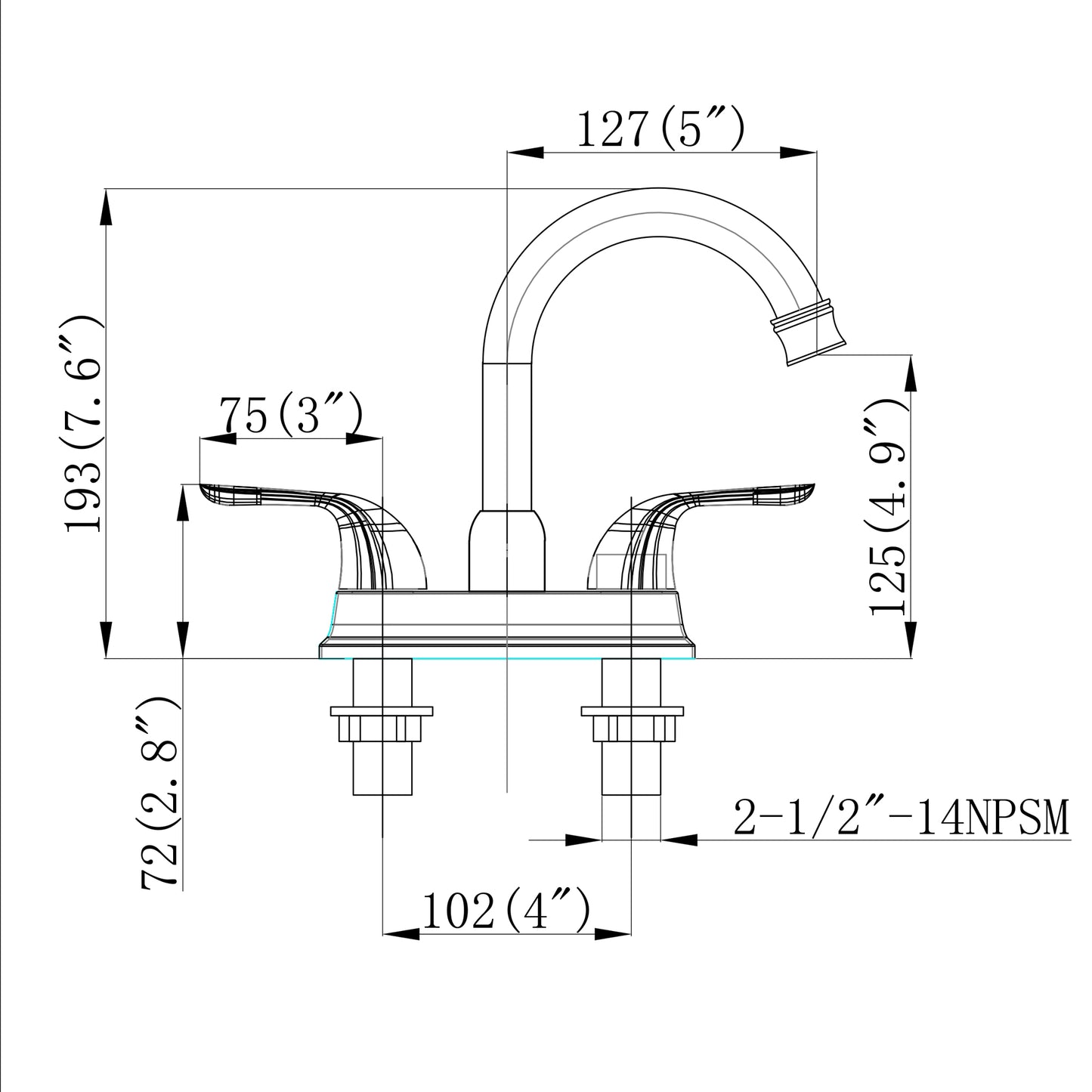 2 Handle Bathroom Sink Faucet with Pop-up Drain and Water Hoses