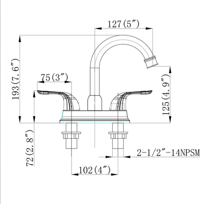 2 Handle Bathroom Sink Faucet with Pop-up Drain and Water Hoses