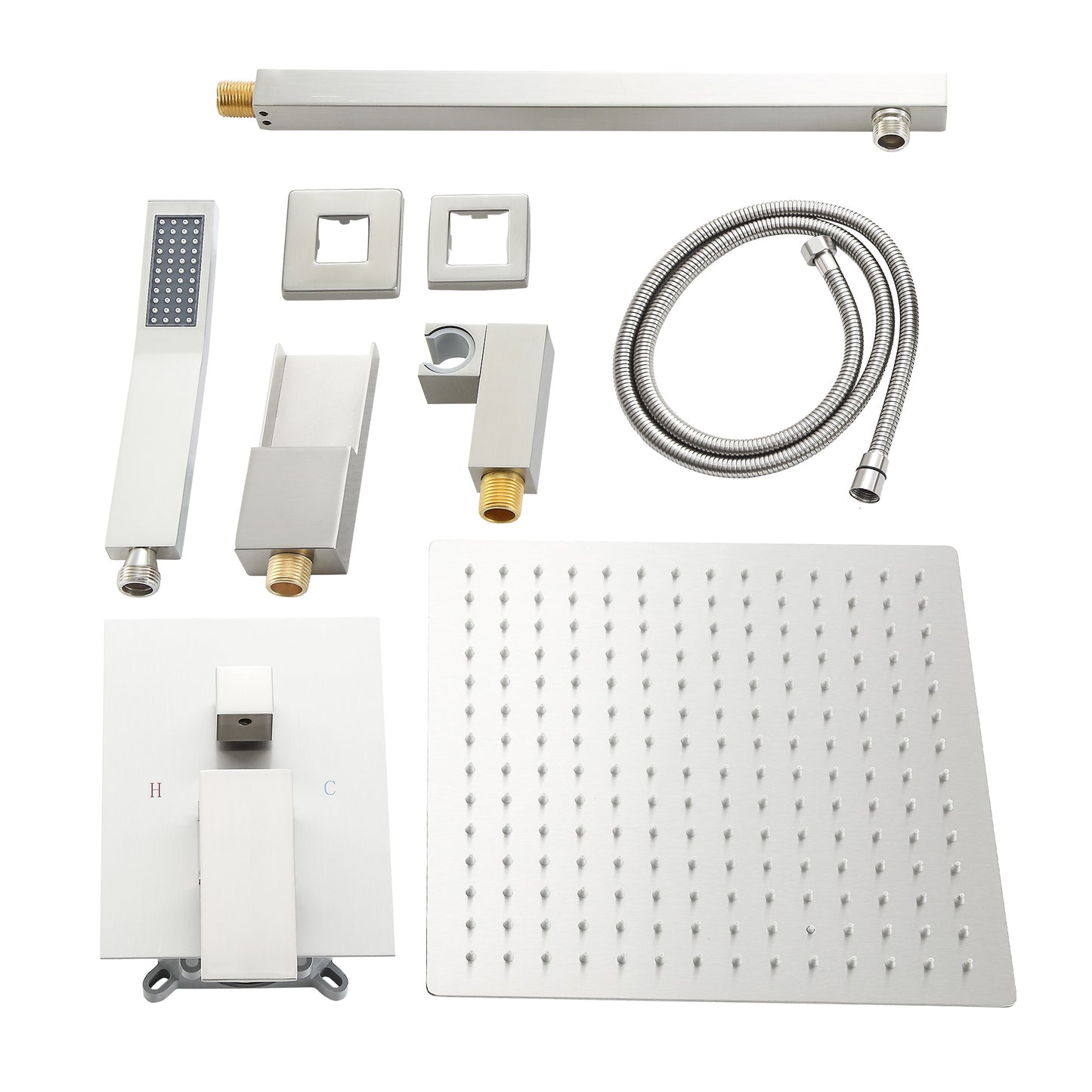 10 Inch Rainfall Square Shower System with Waterfall Faucet Wall Mounted (Valve Included)